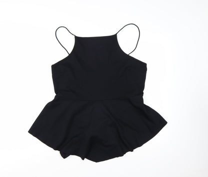 Boohoo Womens Black Size 18 Halter Peplum Tie Back Camisole Top