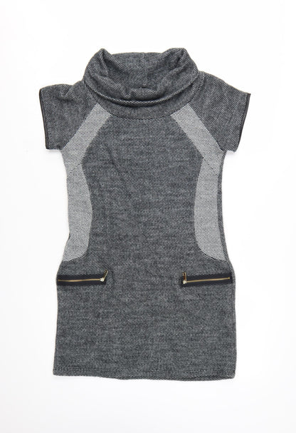 Quiz Women’s Grey Cowl Neck Short Sleeve Shift Dress Size 12