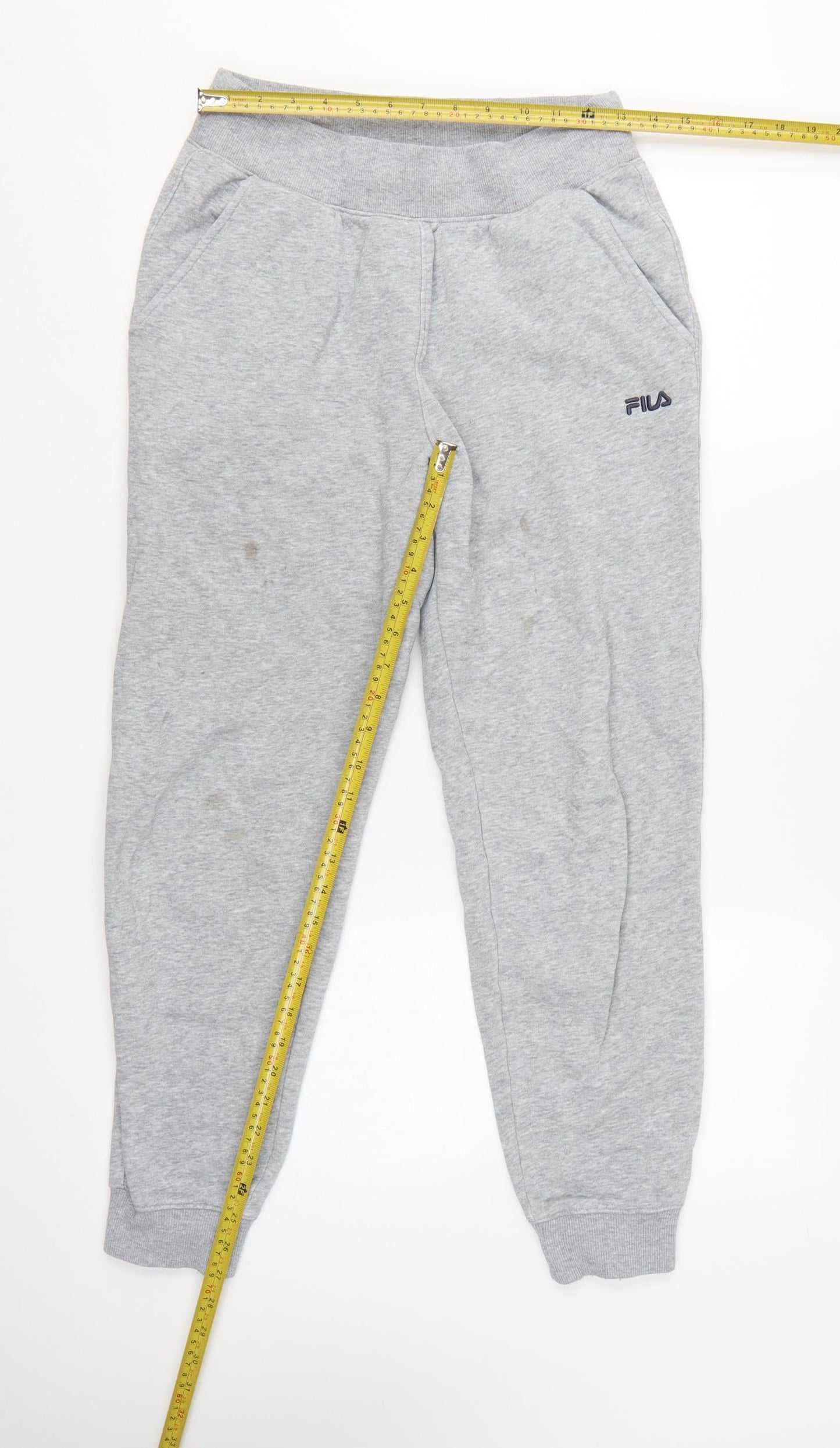 FILA Women Grey Jogger Sweatpants S Cotton Blend Tapered Fit