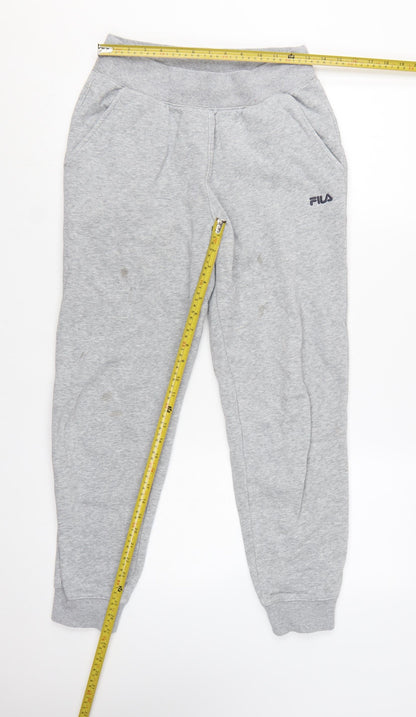 FILA Women Grey Jogger Sweatpants S Cotton Blend Tapered Fit