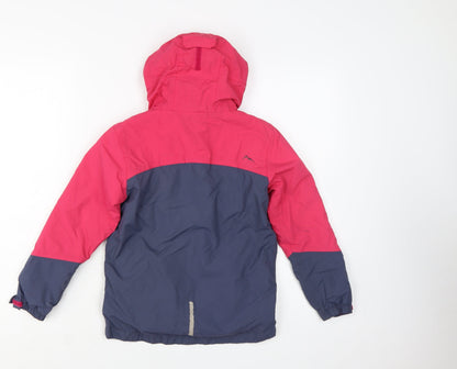 Peter Storm Girls Pink and Blue Waterproof Hooded Rain Jacket 7-8 Years