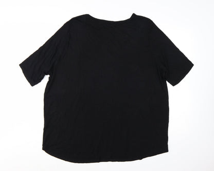 Boohoo Womens Black Leopard Pocket T-Shirt Plus Size 24
