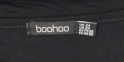 Boohoo Womens Black Leopard Pocket T-Shirt Plus Size 24