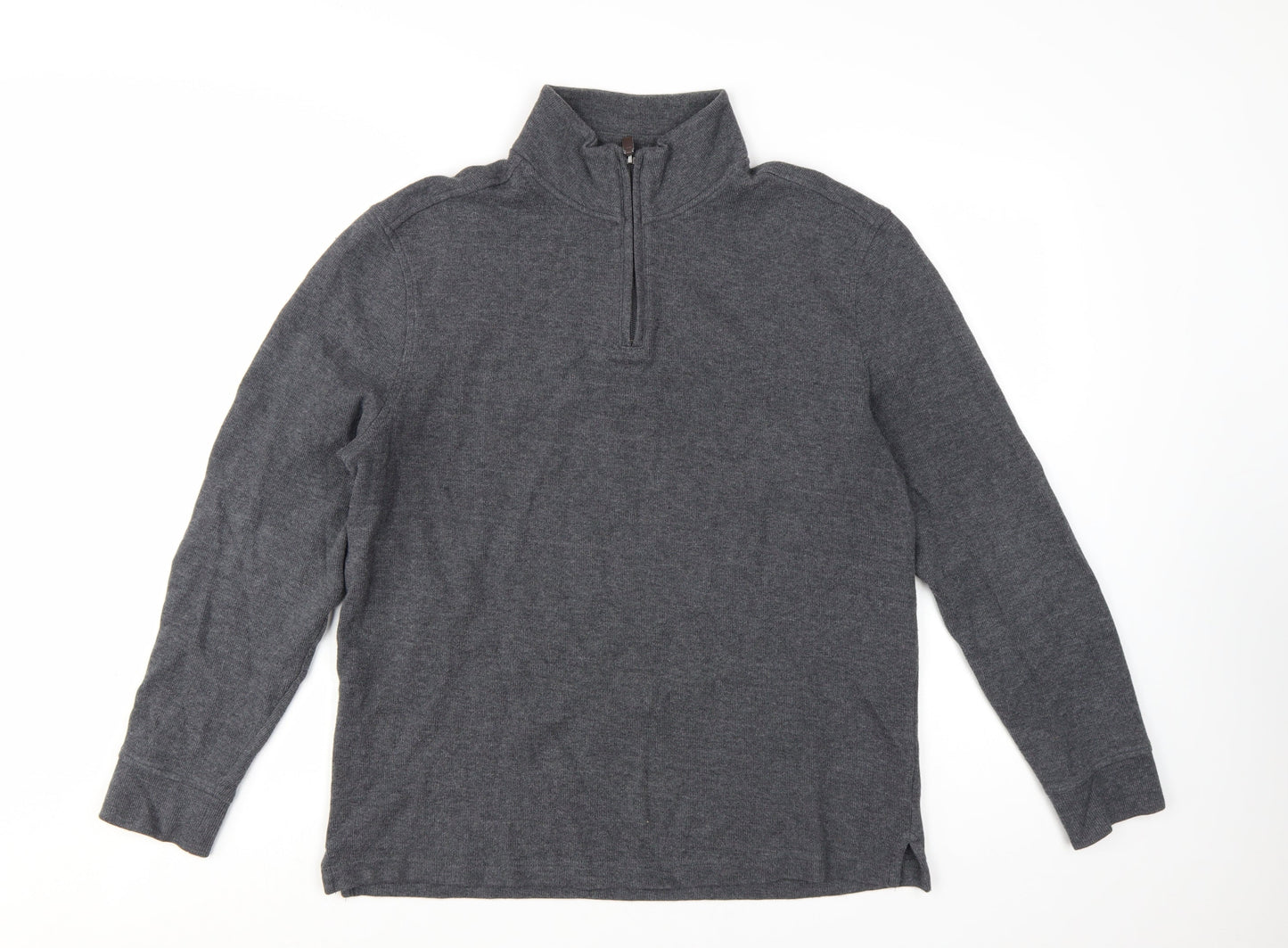 Club Room Men's Grey Cotton Half Zip Jumper Size L