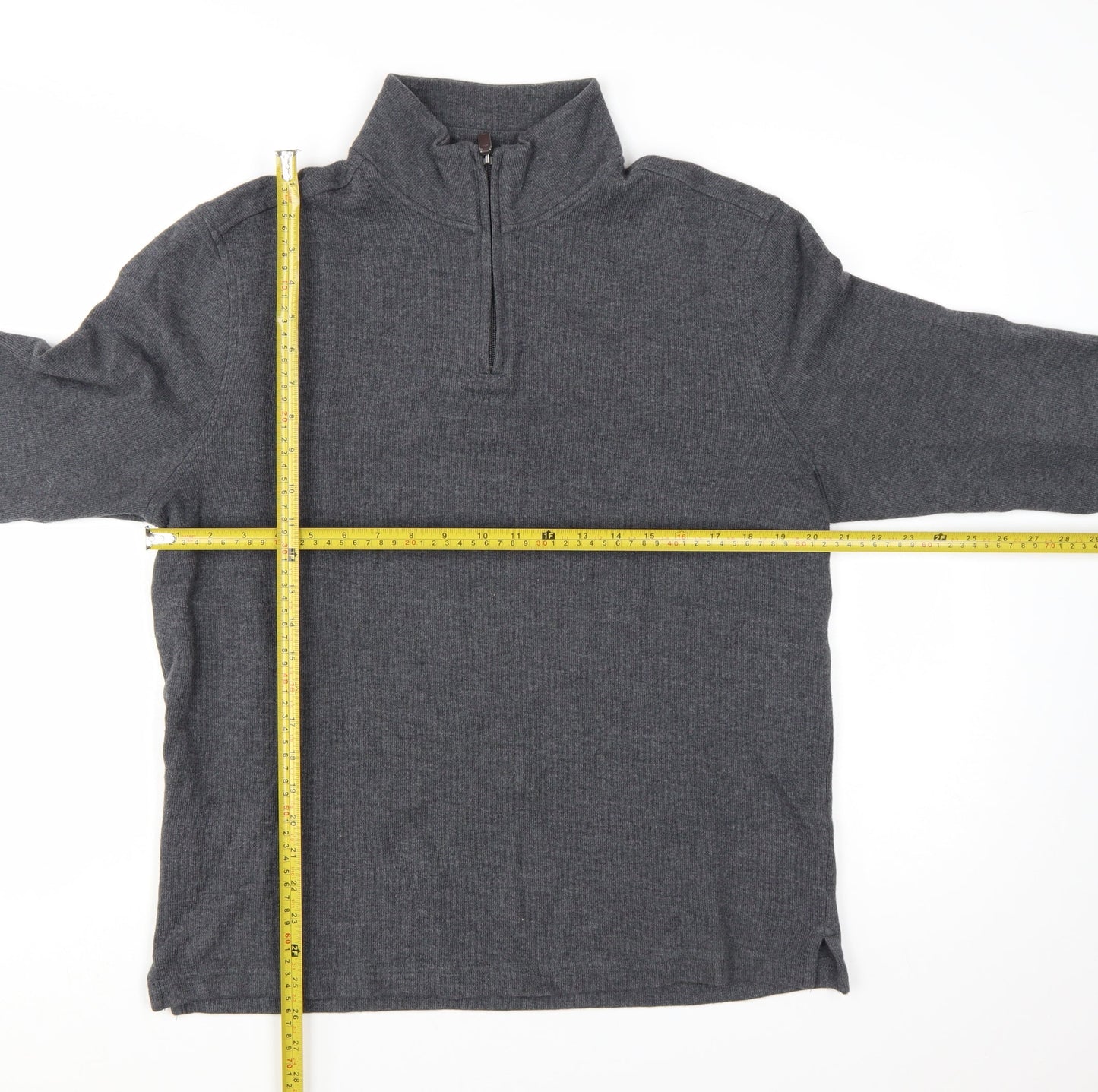 Club Room Men's Grey Cotton Half Zip Jumper Size L