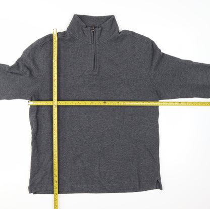 Club Room Men's Grey Cotton Half Zip Jumper Size L