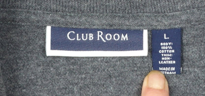 Club Room Men's Grey Cotton Half Zip Jumper Size L