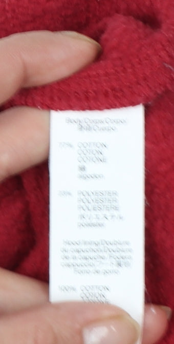 GAP Kids Boys Red Pullover Hoodie 6-7 Years Cotton Blend Logo Design