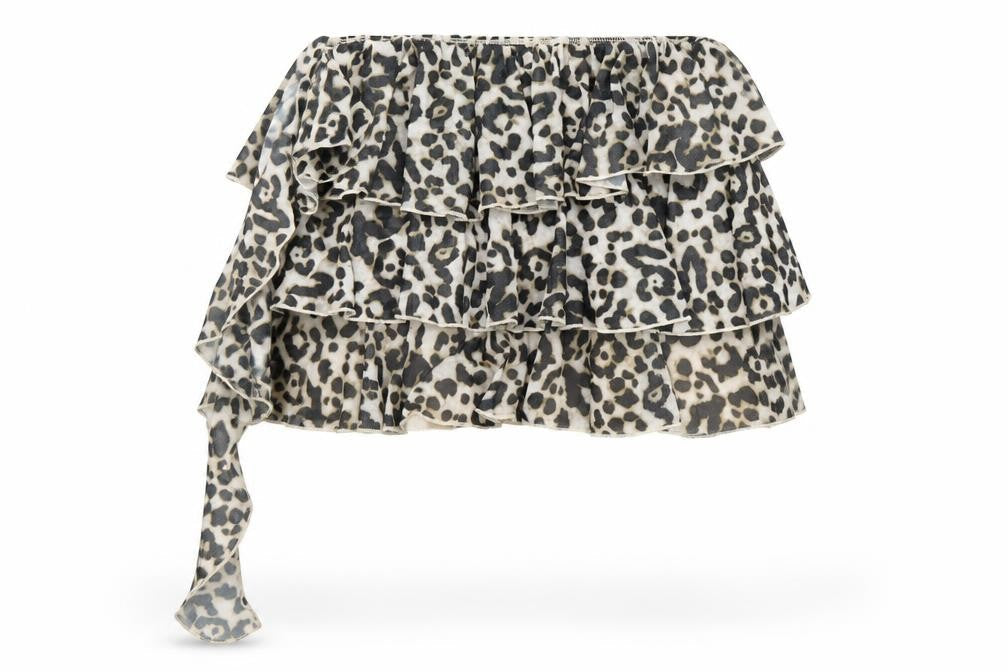 PrettyLittleThing Womens Leopard Print Ruffle Wrap Skirt Size 6