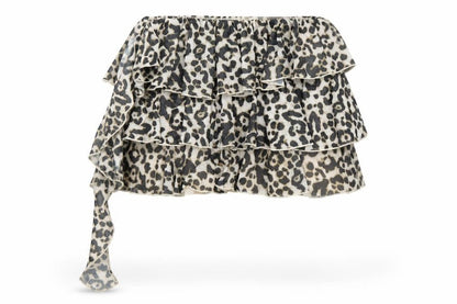 PrettyLittleThing Womens Leopard Print Ruffle Wrap Skirt Size 6