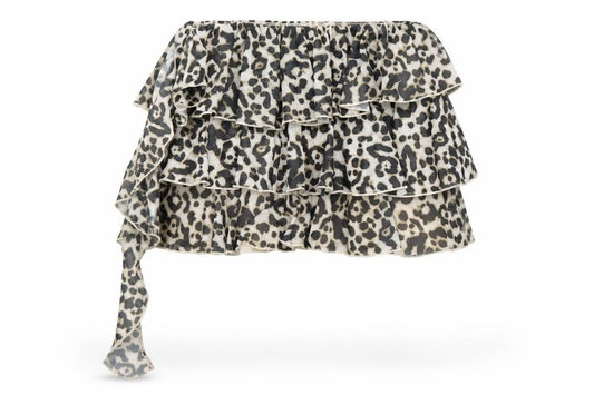 PrettyLittleThing Womens Leopard Print Ruffle Wrap Skirt Size 6