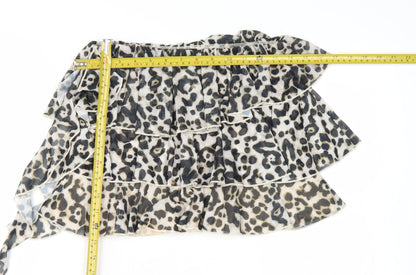 PrettyLittleThing Womens Leopard Print Ruffle Wrap Skirt Size 6