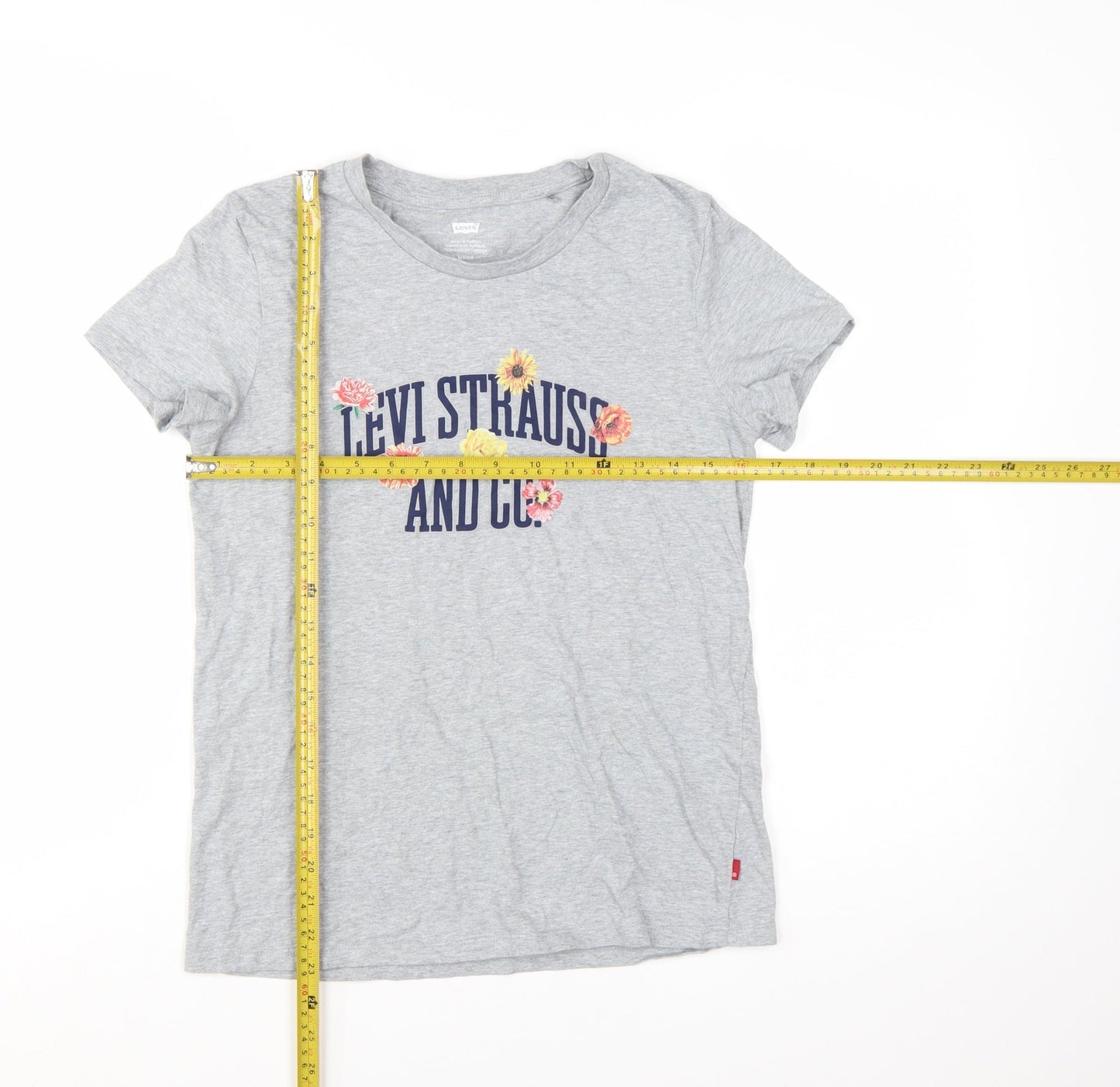 Levi's Women's Grey Floral Logo Cotton T-Shirt Size S