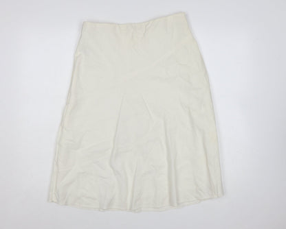 Marks and Spencer Women Ivory Linen Blend A-Line Skirt Size 12