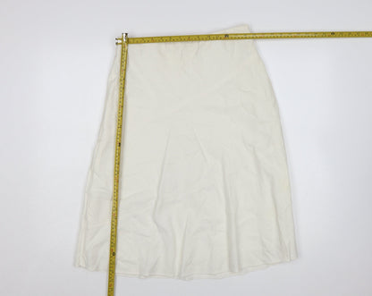 Marks and Spencer Women Ivory Linen Blend A-Line Skirt Size 12