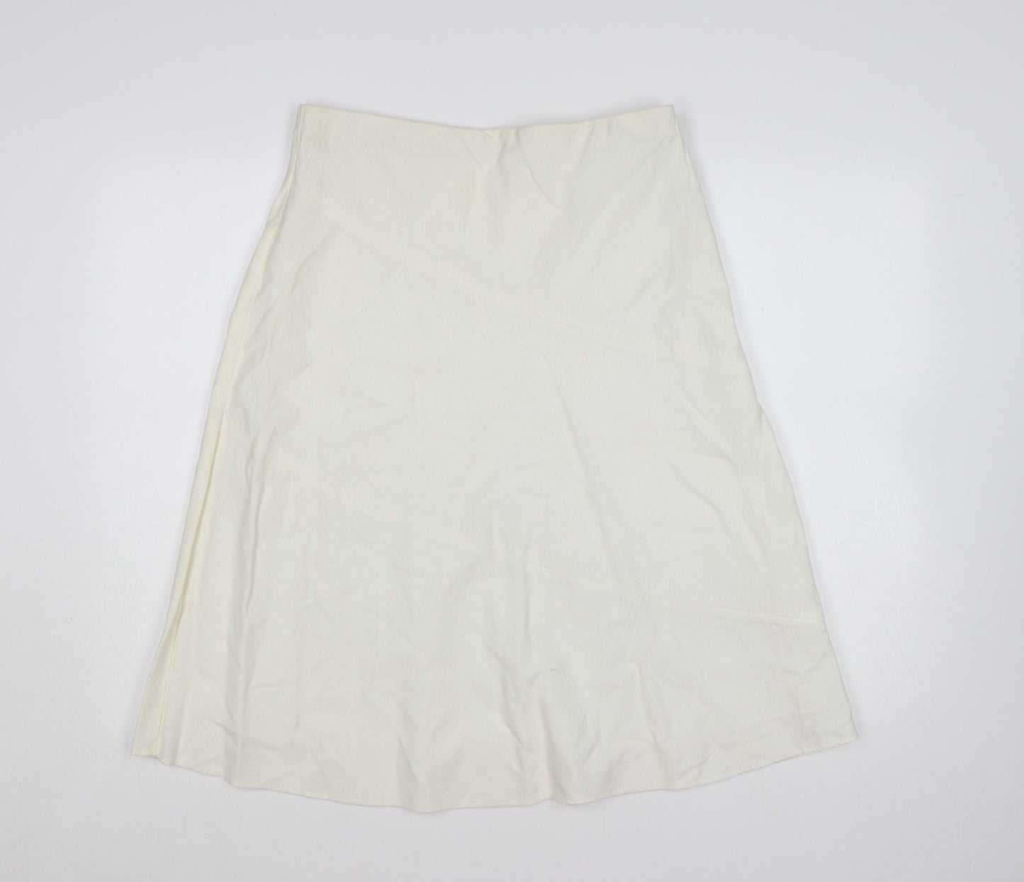 Marks and Spencer Women Ivory Linen Blend A-Line Skirt Size 12