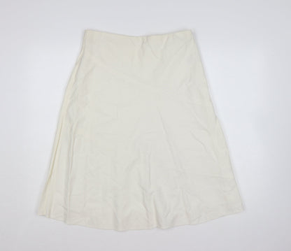 Marks and Spencer Women Ivory Linen Blend A-Line Skirt Size 12
