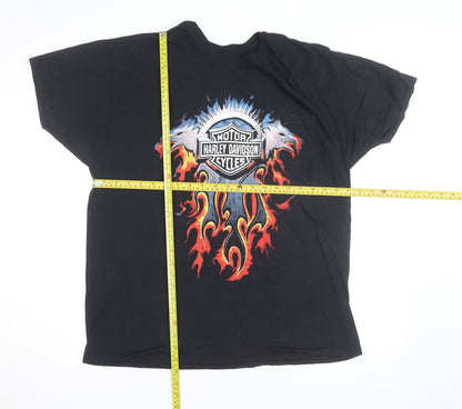 Hanes Harley-Davidson Men's Black XL Flame Graphic Biker T-Shirt