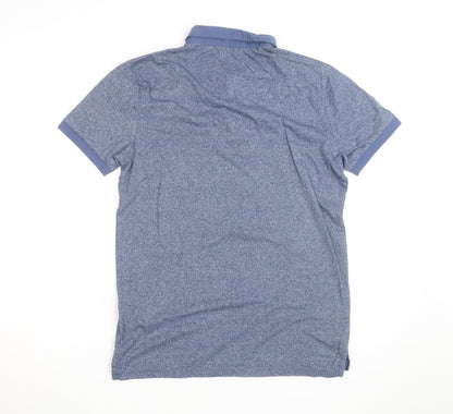 Le Shark Men's Blue Button-Down Collar Short Sleeve Polo Shirt Size M