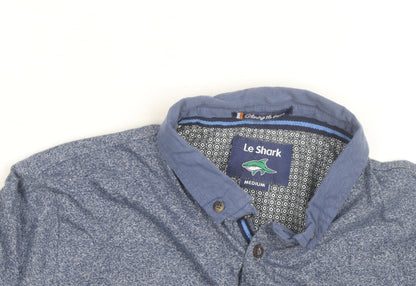 Le Shark Men's Blue Button-Down Collar Short Sleeve Polo Shirt Size M