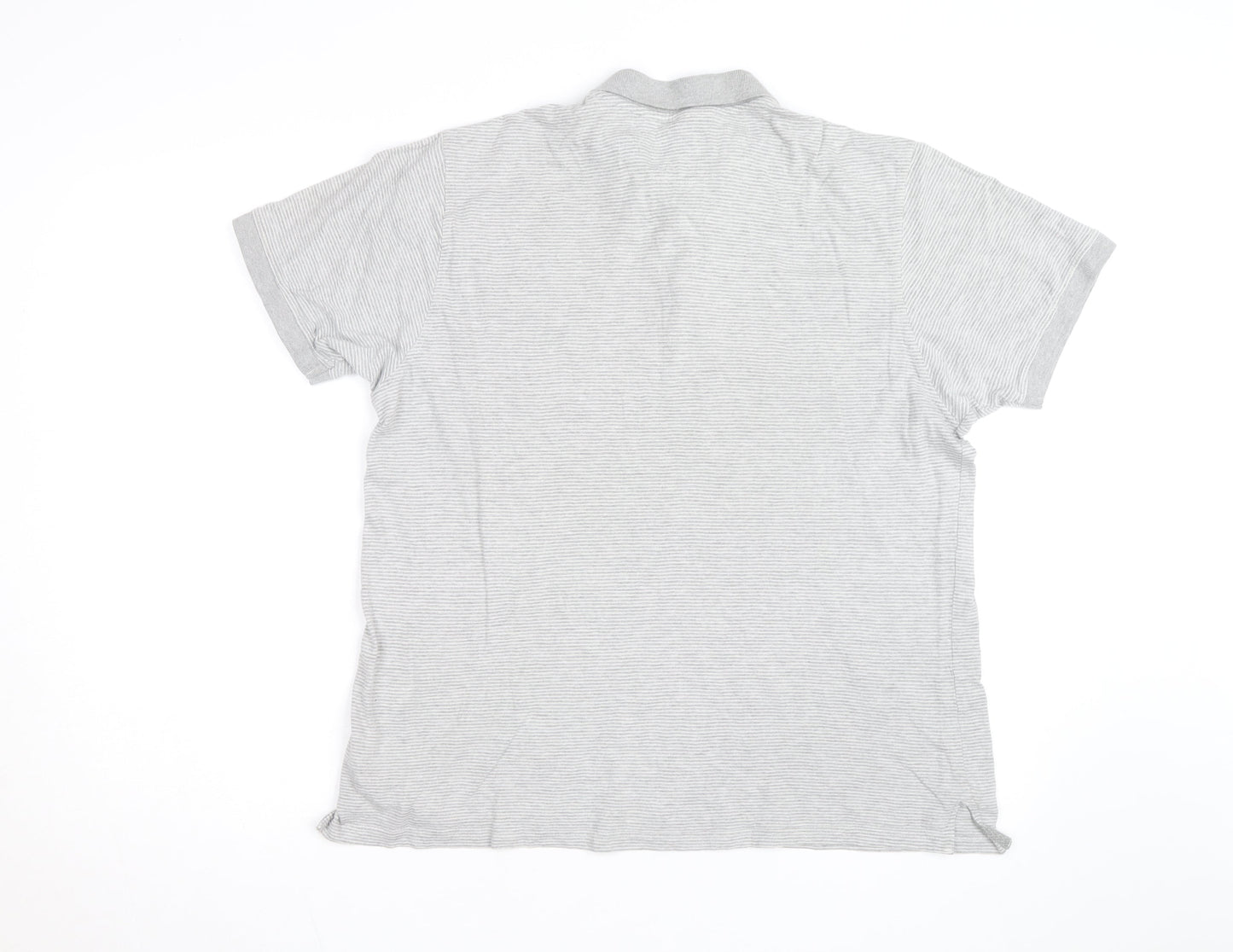 Pierre Cardin Men’s Grey Striped Cotton Blend Polo Shirt Size L
