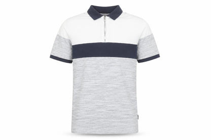 Burton Menswear London Men's Grey Colourblock Quarter Zip Polo Shirt Size S