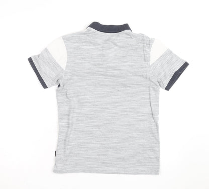 Burton Menswear London Men's Grey Colourblock Quarter Zip Polo Shirt Size S