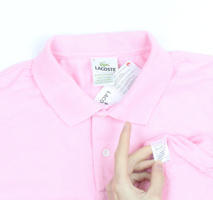 Lacoste Men’s Pink Cotton Polo Shirt Size 10XL Classic Fit
