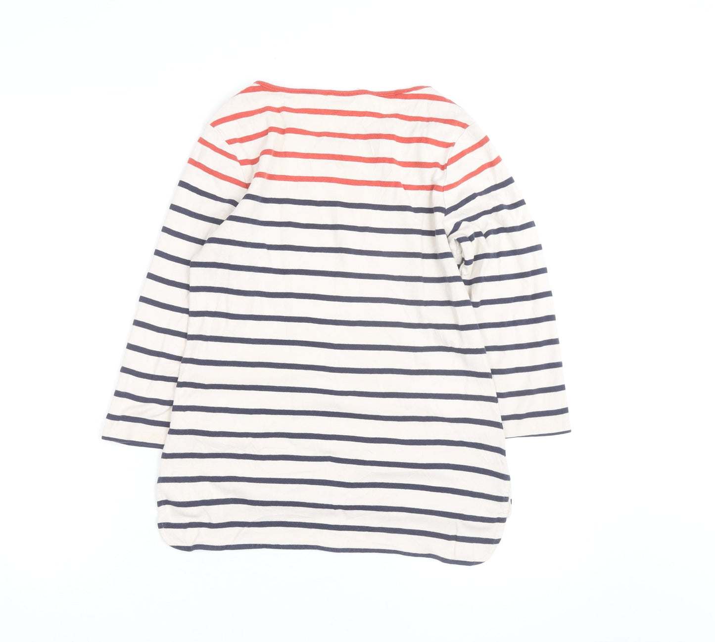 Oasis Women’s Multicoloured Striped 3/4 Sleeve Boat Neck Cotton Top M