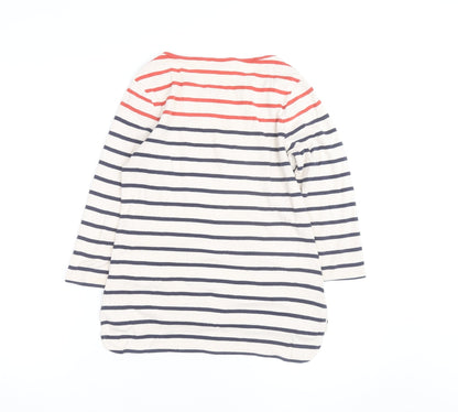 Oasis Women’s Multicoloured Striped 3/4 Sleeve Boat Neck Cotton Top M