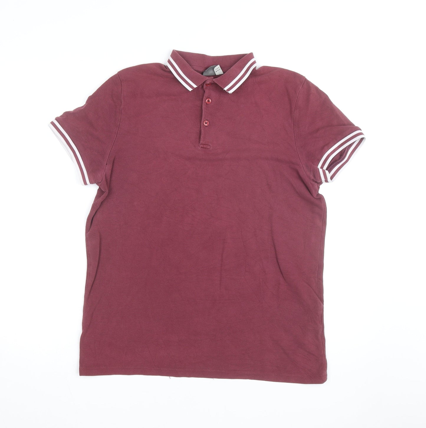 ASOS Men’s Red Cotton Polo Shirt Size L Collared Short Sleeve