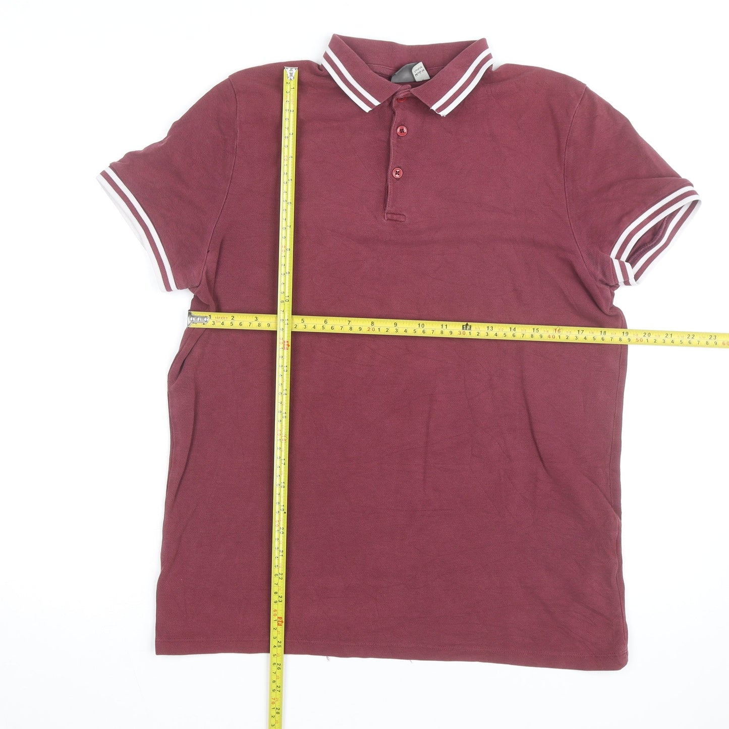 ASOS Men’s Red Cotton Polo Shirt Size L Collared Short Sleeve
