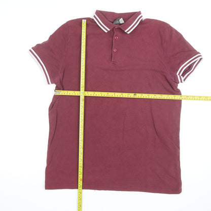 ASOS Men’s Red Cotton Polo Shirt Size L Collared Short Sleeve