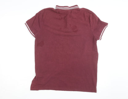 ASOS Men’s Red Cotton Polo Shirt Size L Collared Short Sleeve