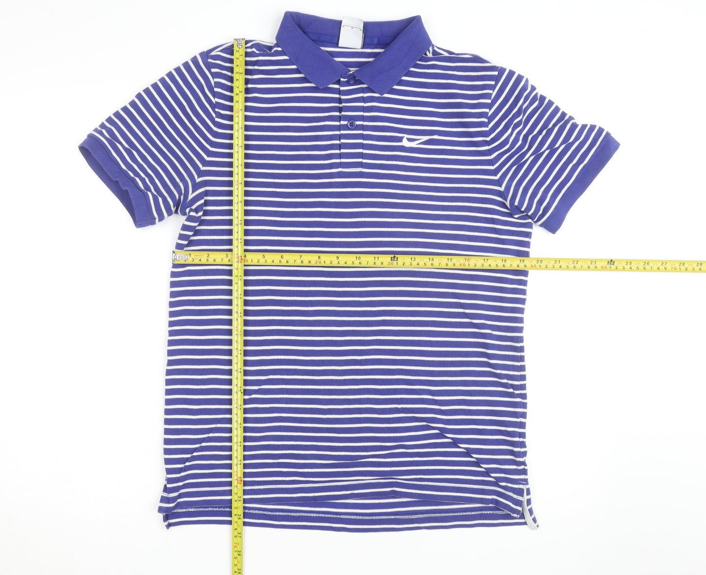 Nike Men's Blue Striped Polo Shirt Size M Regular Fit