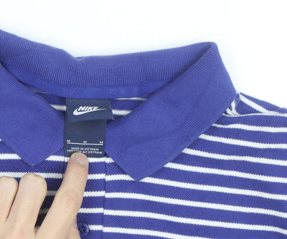 Nike Men's Blue Striped Polo Shirt Size M Regular Fit