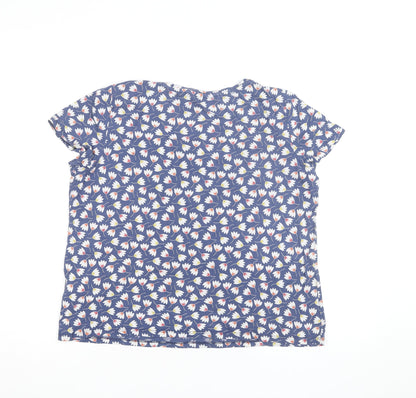 Seasalt Cornwall Women's Blue Floral Cotton Short Sleeve T-Shirt Size 14