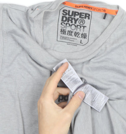 Superdry Sport Men's Grey Sleeveless Crew Neck T-Shirt L
