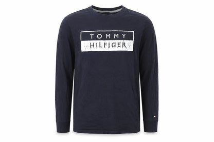 Tommy Hilfiger Men Blue Long Sleeve Crew Neck Cotton Top Size M