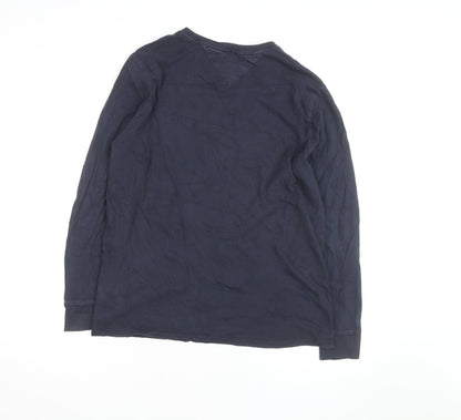 Tommy Hilfiger Men Blue Long Sleeve Crew Neck Cotton Top Size M