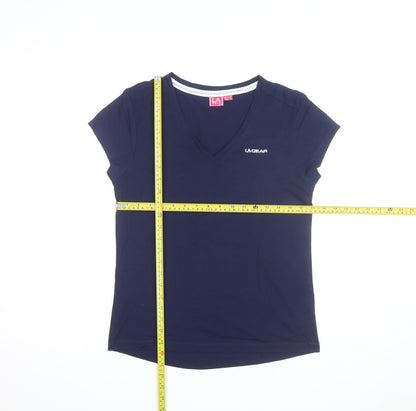 LA Gear Women's Blue V-Neck Cotton Blend T-Shirt UK 12