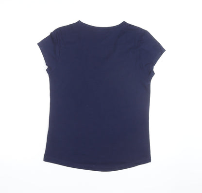 LA Gear Women's Blue V-Neck Cotton Blend T-Shirt UK 12