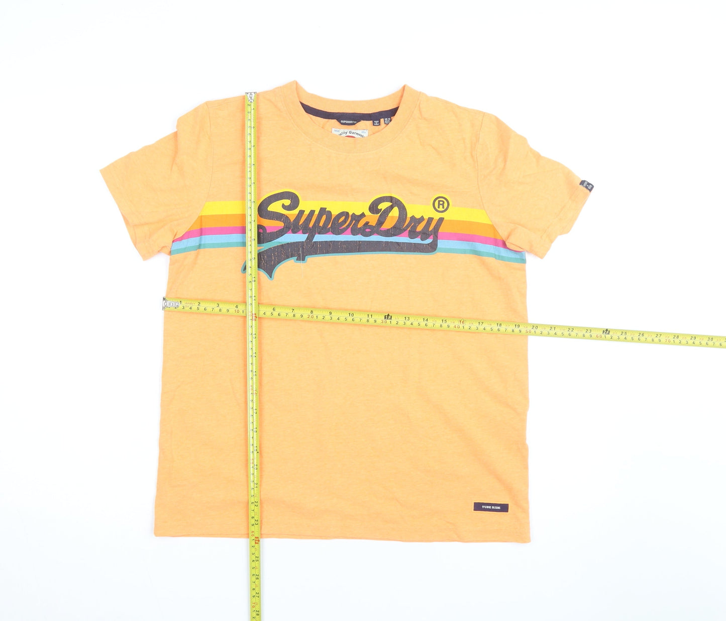 Superdry Women Orange Retro Logo T-Shirt UK 12 Short Sleeve Cotton