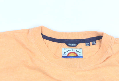 Superdry Women Orange Retro Logo T-Shirt UK 12 Short Sleeve Cotton