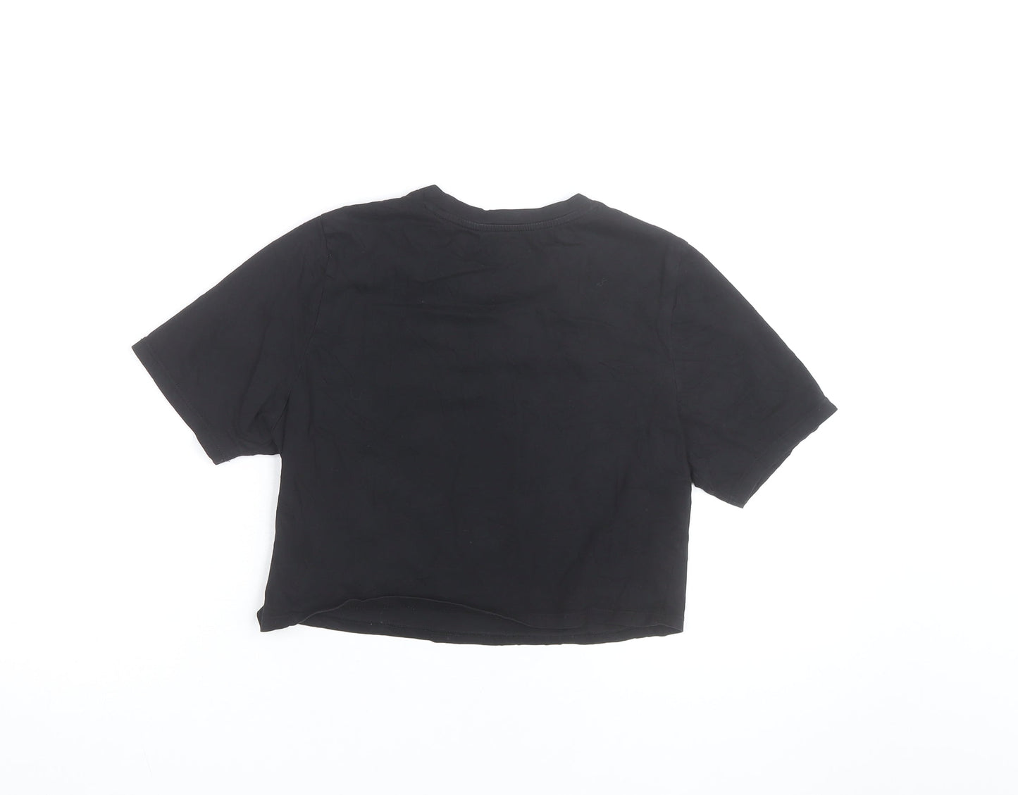 Vans Women’s Black Cropped T-Shirt Small Casual Logo Crew Neck