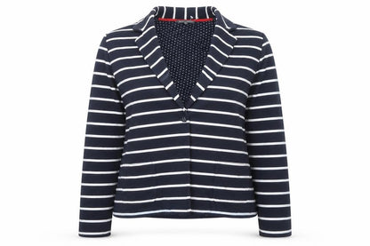 Laura Ashley Women’s Navy Striped Cotton Jersey Blazer UK 18