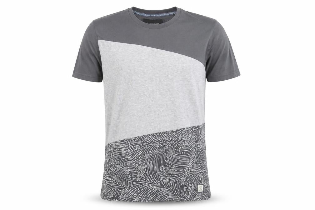 Serge Denimes Mens Grey Colourblock Graphic Print Cotton T-Shirt XL