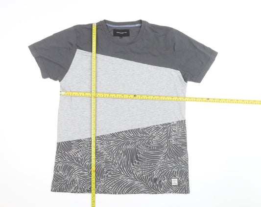 Serge Denimes Mens Grey Colourblock Graphic Print Cotton T-Shirt XL