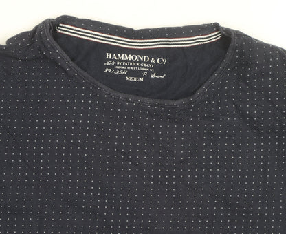 Hammond & Co. Men’s Navy Polka Dot Crew Neck Cotton T-Shirt Medium