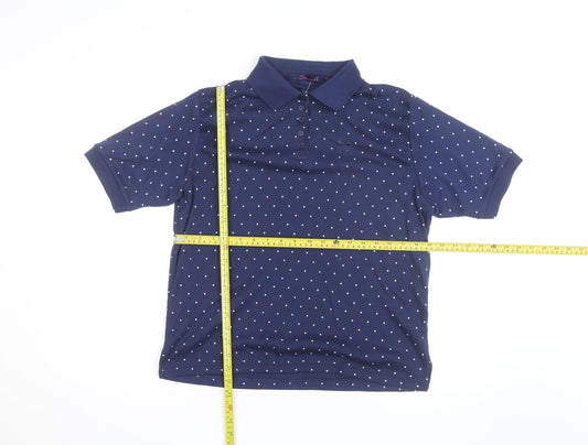 Beaumonde Womens Blue Polka Dot Collared Polo Shirt Size 18